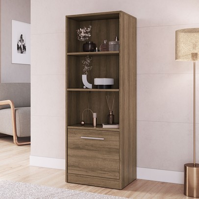 Estante para Livros Lock 1 Porta com Compartimento Oculto Mel - Art In Móveis