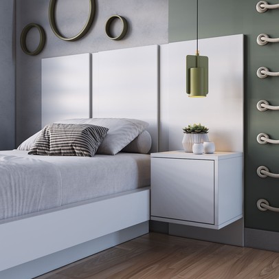 Cabeceira Solteiro Zurique 1 Porta Branco - Art In Móveis