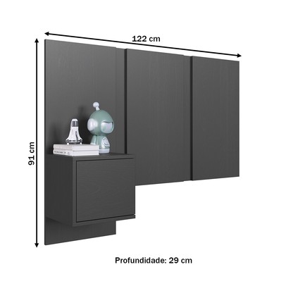 Cabeceira Solteiro Zurique 1 Porta Grafite - Art In Móveis