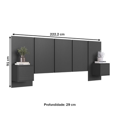 Cabeceira Casal Zurique 2 Portas Grafite - Art In Móveis