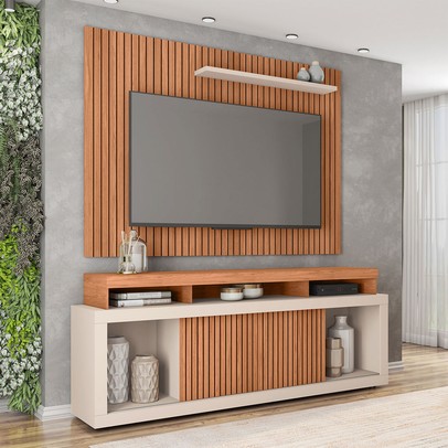 Rack com Painel para TV Até 70 Polegadas Aegon Freijó/Off White - Caemmun