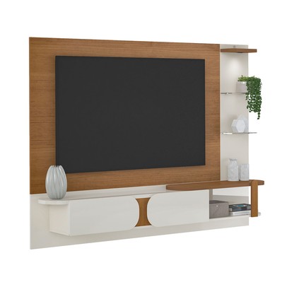 Painel para TV Até 65 Polegadas Urban 2 Portas com Led Cinamomo/Off White - Pnr Móveis