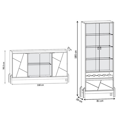 Sala de Estar Completa Bahrein 6 Portas 1 Gaveta 2 Peças Off White/Cedro - Pnr Móveis