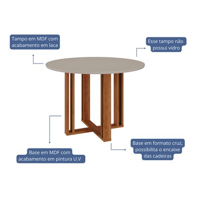 Mesa de Madeira Flora Redonda Cinamomo/Off White - Cimol