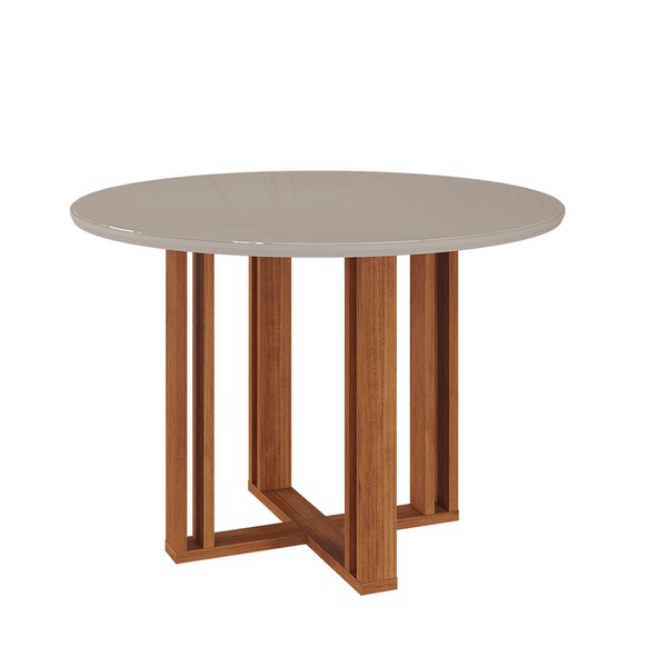 Mesa de Madeira Flora com Vidro Cinamomo/Off White - Cimol