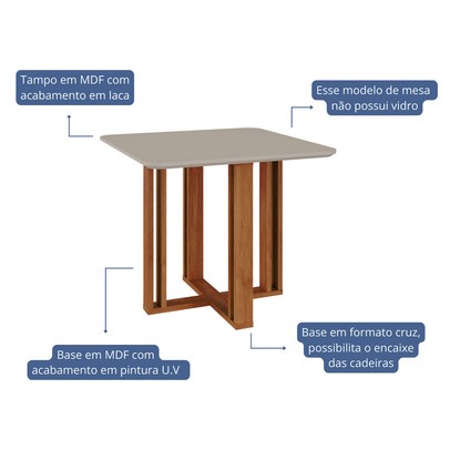 Mesa de Madeira Flora Cinamomo/Off White - Cimol