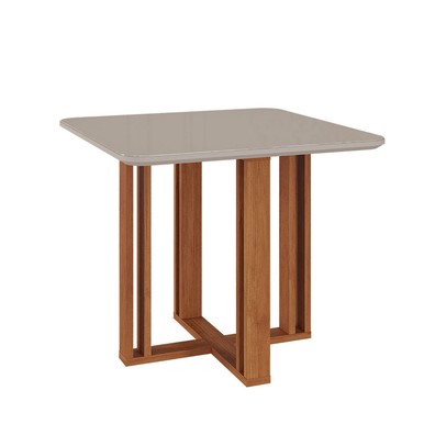 Mesa de Madeira Flora com Vidro Cinamomo/Off White - Cimol