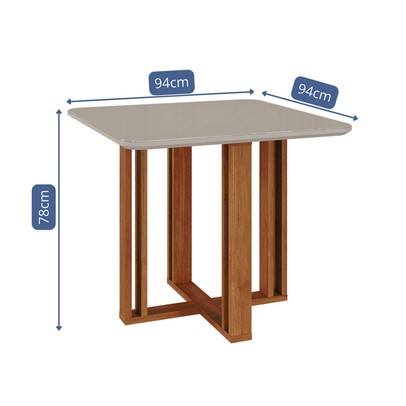 Mesa de Madeira Flora com Vidro Cinamomo/Off White - Cimol