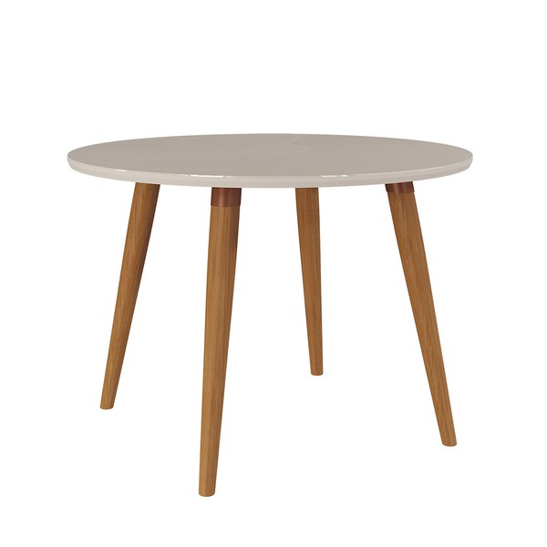 Mesa de Madeira Dani com Vidro Madeira/Off White - Cimol