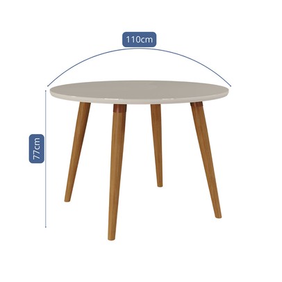 Mesa de Madeira Dani com Vidro Madeira/Off White - Cimol