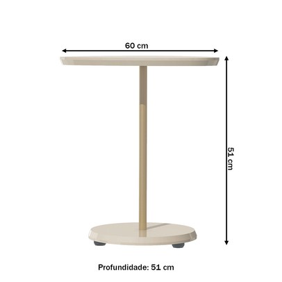 Mesa Canto Bia 60 Cm 100% Mdf Off White - Artely