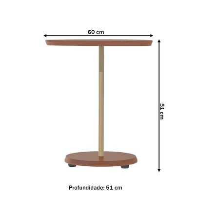 Mesa Canto Bia 60 Cm 100% Mdf Terracota - Artely