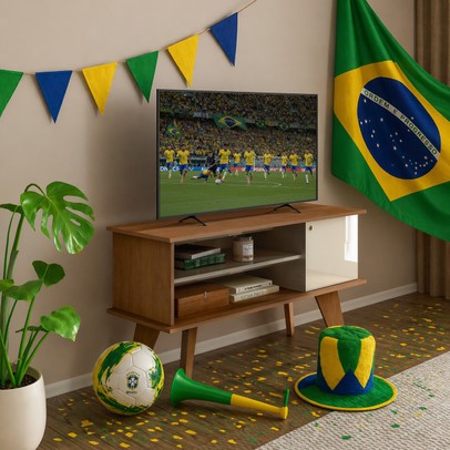 Rack para TV Até 50 Polegadas Frank Cinamomo/Off White  - Artely