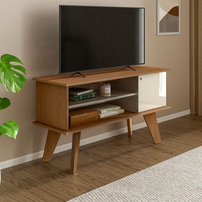 Rack para TV Até 50 Polegadas Frank Cinamomo/Off White  - Artely