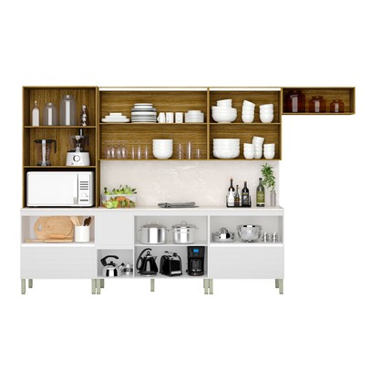 Cozinha Completa Art 12 Portas 4 Gavetas Freijó/ártico - Kits Paraná