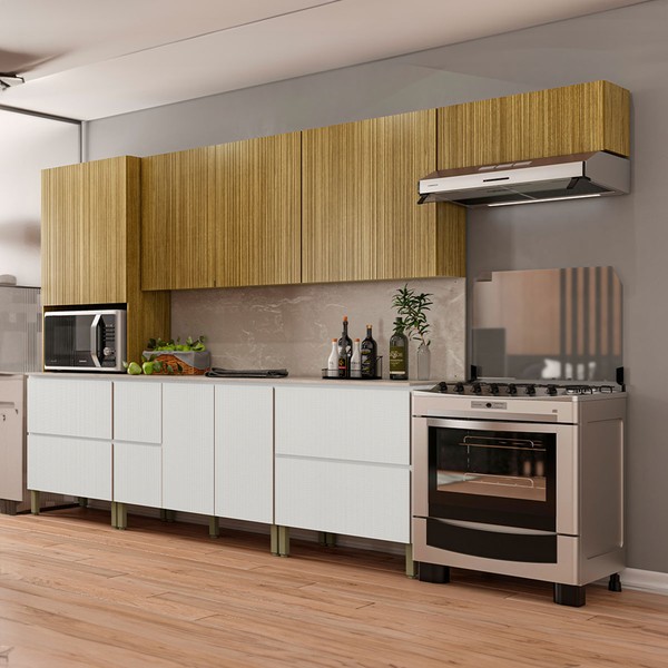 Cozinha Completa Art 12 Portas 4 Gavetas Freijó/ártico - Kits Paraná