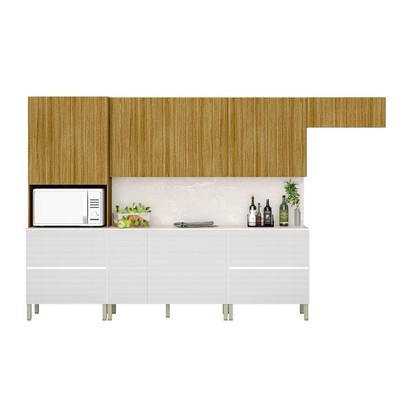 Cozinha Completa Art 12 Portas 4 Gavetas Freijó/ártico - Kits Paraná