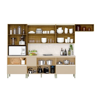 Cozinha Completa Art 12 Portas 4 Gavetas Freijo/Vanilla - Kits Paraná