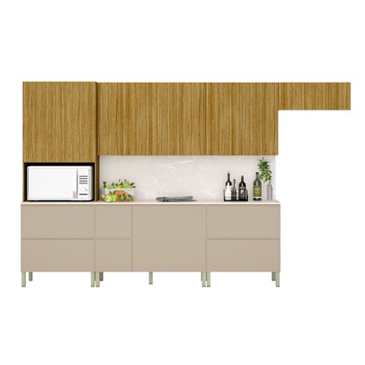 Cozinha Completa Art 12 Portas 4 Gavetas Freijo/Vanilla - Kits Paraná