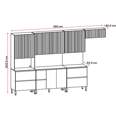 Cozinha Completa Art 12 Portas 4 Gavetas Freijó/ártico/Soft - Kits Paraná