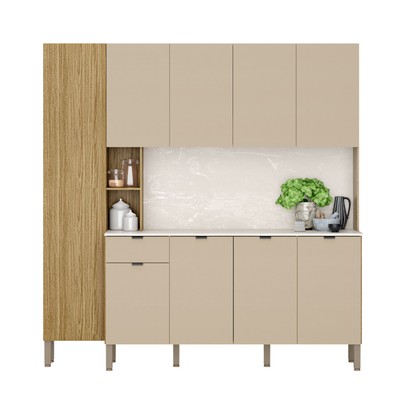 Cozinha Completa Pulse 9 Portas 1 Gaveta Freijó/Vanilla - Kits Paraná
