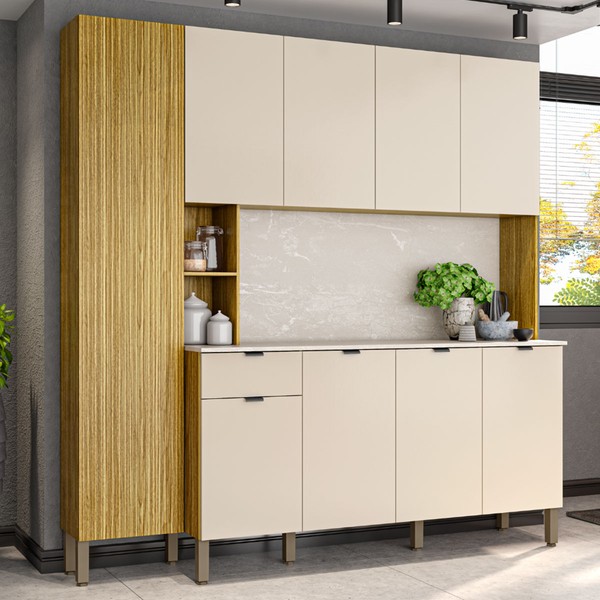 Cozinha Completa Pulse 9 Portas 1 Gaveta Freijó/Vanilla - Kits Paraná