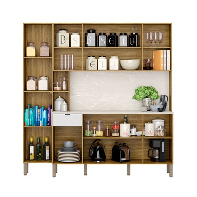 Cozinha Completa Pulse 9 Portas 1 Gaveta Freijó/Artico - Kits Paraná