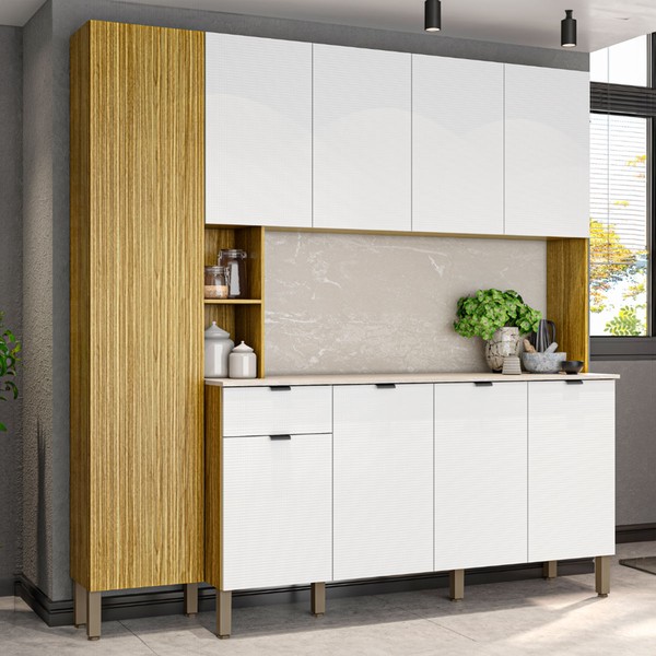 Cozinha Completa Pulse 9 Portas 1 Gaveta Freijó/Artico - Kits Paraná