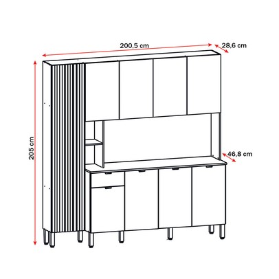 Cozinha Completa Pulse 9 Portas 1 Gaveta Freijó/Artico - Kits Paraná