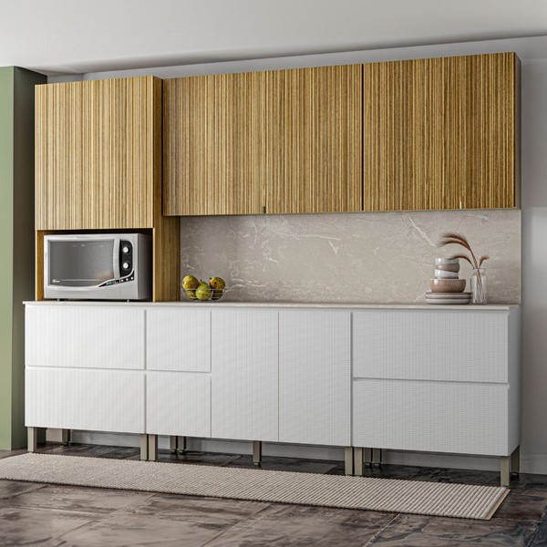 Cozinha Completa Art 11 Portas 4 Gavetas Freijó/ártico - Kits Paraná