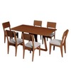 Conjunto Sala de Jantar Mesa 160cm com 6 Cadeiras 100% Mdf Pinhão/Bege Claro