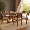 Conjunto Sala de Jantar Mesa 160cm com 6 Cadeiras 100% Mdf Pinhão/Bege Claro