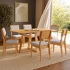 Conjunto Sala de Jantar Mesa 160cm com 6 Cadeiras Estofadas 100% Mdf Carvalho Rosé/Bege Claro