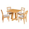 Conjunto Sala de Jantar Mesa Quadrada 90cm com 4 Cadeiras Mdf Palha Sintética Carvalho Rosé/Bege Claro