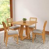Conjunto Sala de Jantar Mesa Quadrada 90cm com 4 Cadeiras Mdf Palha Sintética Carvalho Rosé/Bege Claro