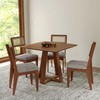 Conjunto Sala de Jantar Mesa Quadrada 90cm com 4 Cadeiras Mdf Palha Sintética Pinhão/Bege Claro