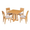 Conjunto Sala de Jantar Mesa Quadrada 90cm com 4 Cadeiras Mdf Carvalho Rosé/Bege Claro
