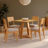 Conjunto Sala de Jantar Mesa Quadrada 90cm com 4 Cadeiras Mdf Carvalho Rosé/Bege Claro