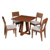 Conjunto Sala de Jantar Mesa Quadrada 90cm com 4 Cadeiras Mdf Pinhão/Bege Claro