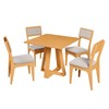 Conjunto Sala de Jantar Mesa Quadrada 90cm com 4 Cadeiras Mdf Estofadas Carvalho Rosé/Bege Claro