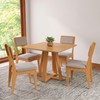 Conjunto Sala de Jantar Mesa Quadrada 90cm com 4 Cadeiras Mdf Estofadas Carvalho Rosé/Bege Claro