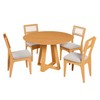 Conjunto Sala de Jantar Mesa Redonda 90cm com 4 Cadeiras Mdf Palha Sintética Carvalho Rosé/Bege Claro