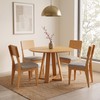 Conjunto Sala de Jantar Mesa Redonda 105cm com 4 Cadeiras Mdf Carvalho Rosé/Bege Claro