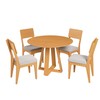 Conjunto Sala de Jantar Mesa Redonda 90cm com 4 Cadeiras Mdf Carvalho Rosé/Bege Claro