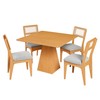 Conjunto Sala de Jantar Mesa Pirâmide 90cm com 4 Cadeiras Mdf Palha Sintética Carvalho Rosé/Bege Claro