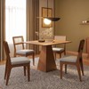 Conjunto Sala de Jantar Mesa Pirâmide 105cm com 4 Cadeiras Mdf Palha Sintética Pinhão/Bege Claro
