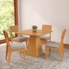 Conjunto Sala de Jantar Mesa Pirâmide 105cm com 4 Cadeiras Mdf Carvalho Rosé/Bege Claro