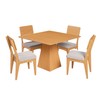 Conjunto Sala de Jantar Mesa Pirâmide 90cm com 4 Cadeiras Mdf Carvalho Rosé/Bege Claro