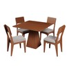 Conjunto Sala de Jantar Mesa Pirâmide 105cm com 4 Cadeiras Mdf Pinhão/Bege Claro