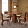 Conjunto Sala de Jantar Mesa Pirâmide 105cm com 4 Cadeiras Mdf Pinhão/Bege Claro